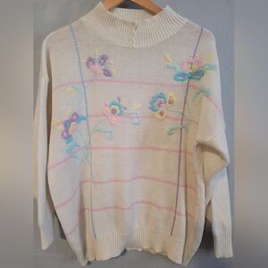 Pastel Floral Embroidered Sweater